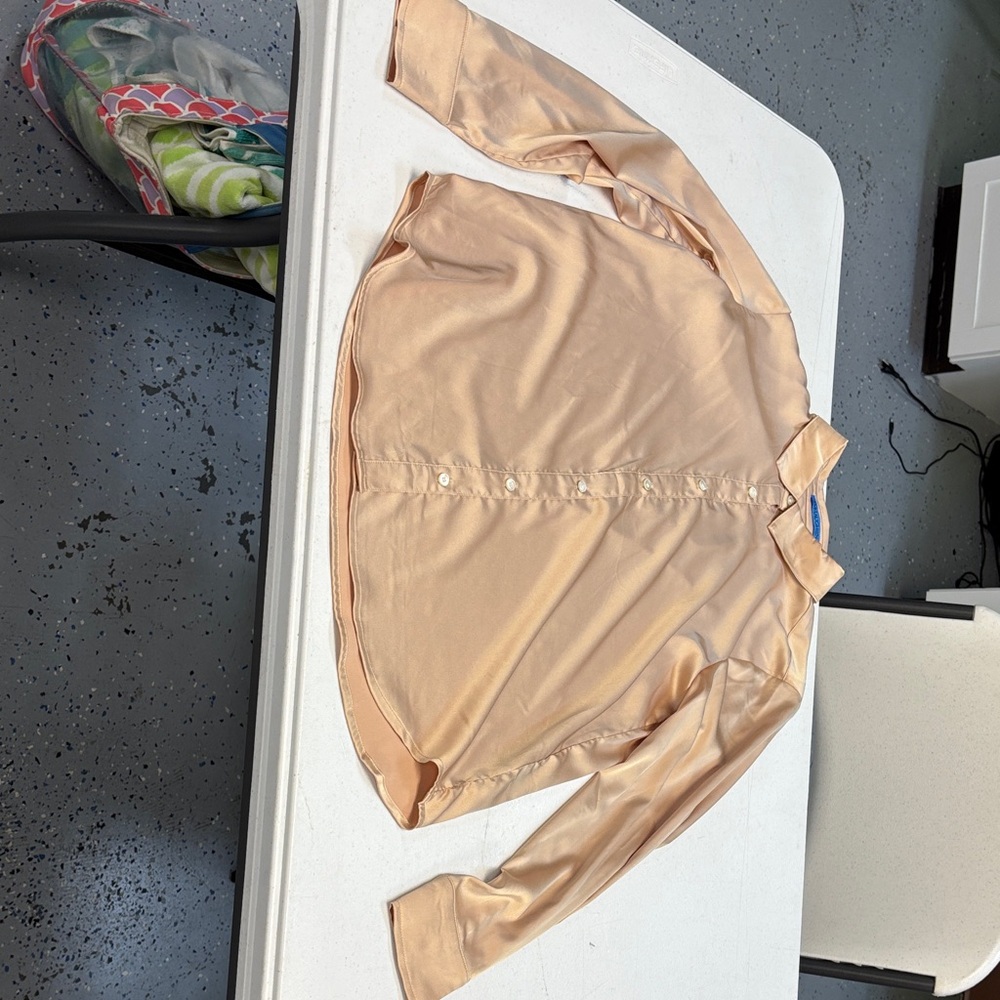 J. McLaughlin Satin Blouse in Warm Beige